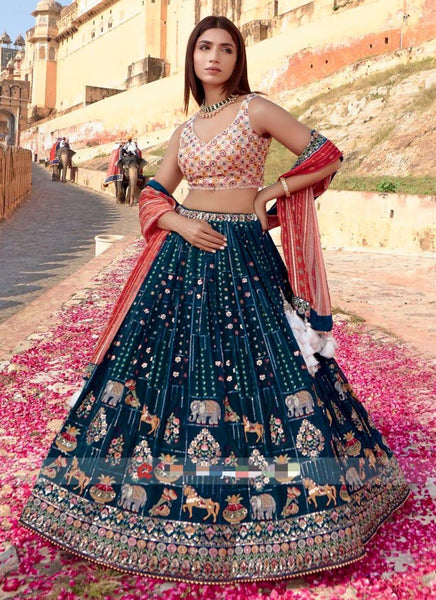 Latest Georgette Multi Embroidered Sequence Work Lehenga Choli