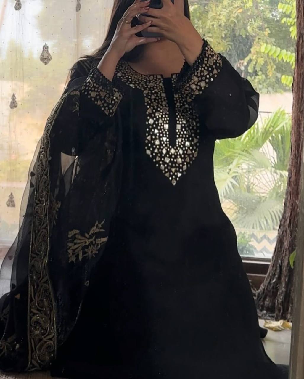 Wedding Wear Organza Mirror Embroidery Work Salwar Suit