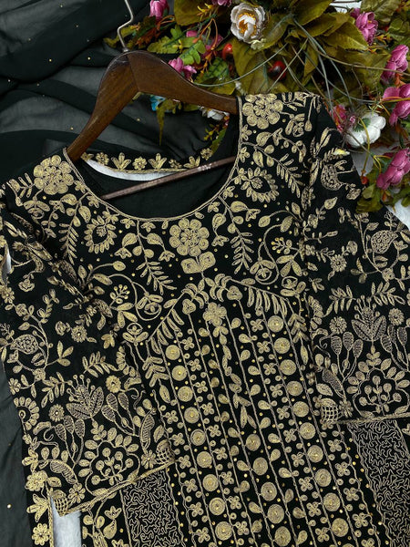 Novelty Black Color Georgette Sequence Embroidery Diamond Work Salwar Suit