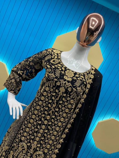 Novelty Black Color Georgette Sequence Embroidery Diamond Work Salwar Suit