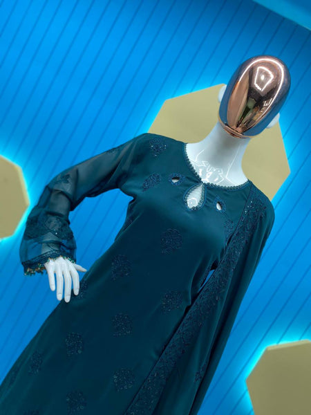 Latest Rama Color Party Wear Georgette Sequence Work Ready Made Salwar Suit