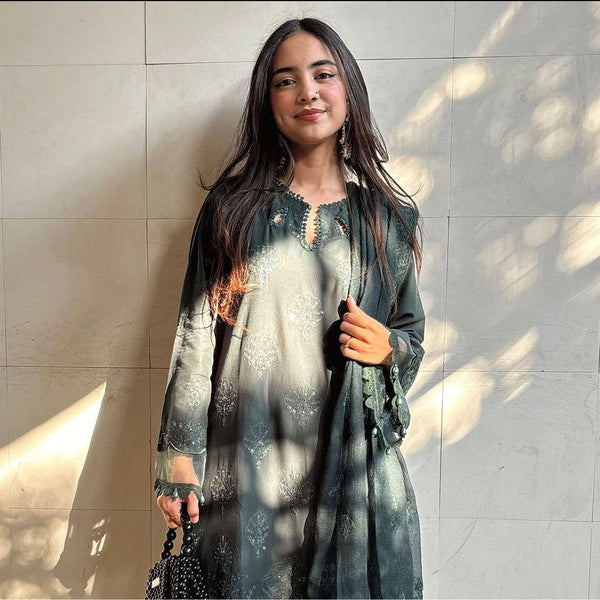 Latest Rama Color Party Wear Georgette Sequence Work Ready Made Salwar Suit