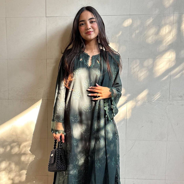 Latest Rama Color Party Wear Georgette Sequence Work Ready Made Salwar Suit