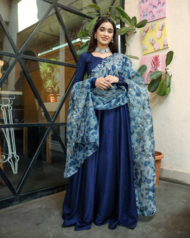 Alluring Festival wear Regular Anarkali Flared Gown with Dupatta