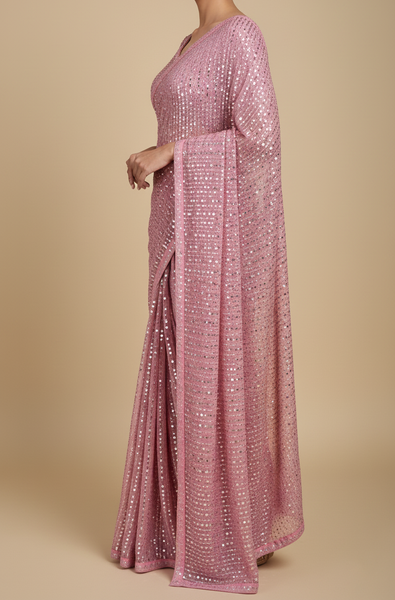 Latest Georgette Sequence Embroidery Saree Blouse