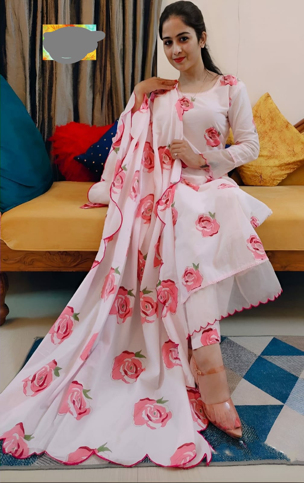 Beautiful Ready to Wear Suit with Rose Print