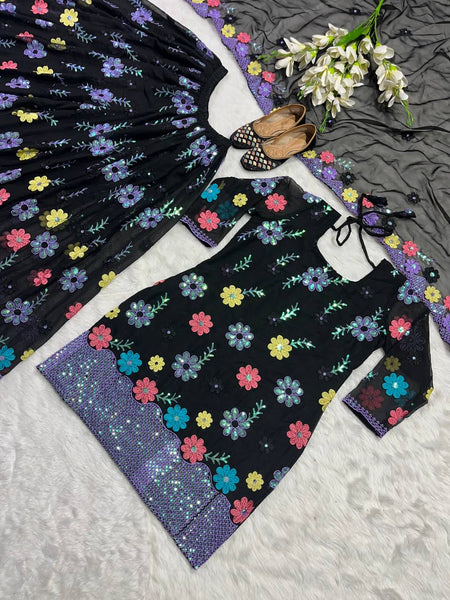 Designer Party Wear Top-Plazzo pant and Dupatta Set with Heavy Embroidery Work