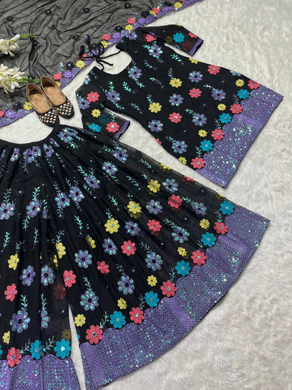 Designer Party Wear Top-Plazzo pant and Dupatta Set with Heavy Embroidery Work