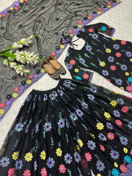 Designer Party Wear Top-Plazzo pant and Dupatta Set with Heavy Embroidery Work