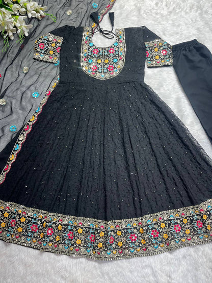 Goeorgeous Black Color Ready Made Georgette Sequence Work Salwar Suit