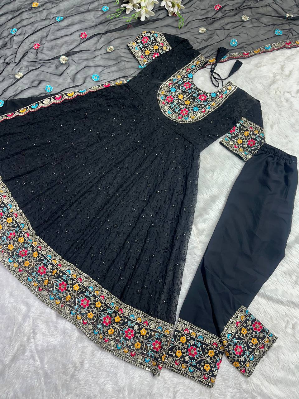 Goeorgeous Black Color Ready Made Georgette Sequence Work Salwar Suit