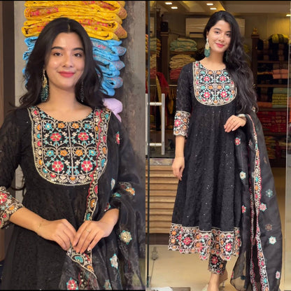 Goeorgeous Black Color Ready Made Georgette Sequence Work Salwar Suit