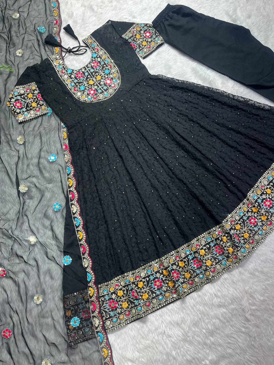 Goeorgeous Black Color Ready Made Georgette Sequence Work Salwar Suit