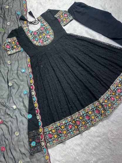 Goeorgeous Black Color Ready Made Georgette Sequence Work Salwar Suit