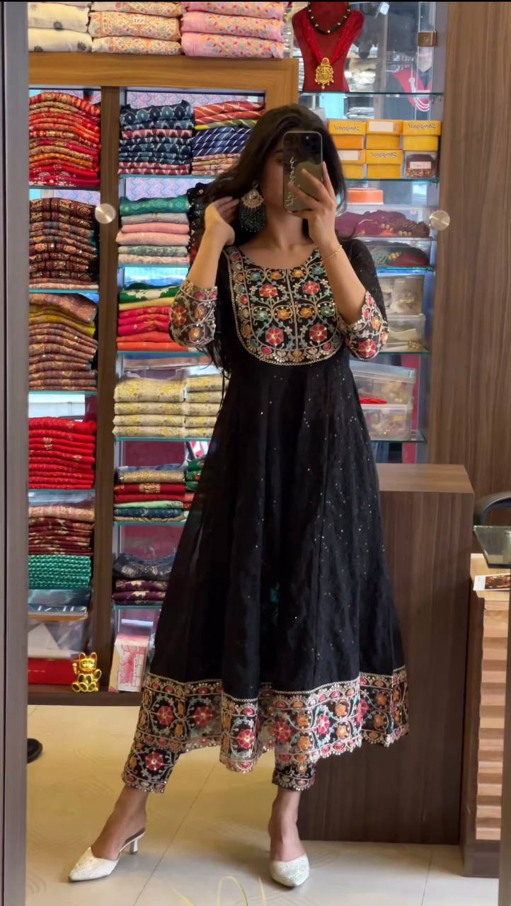 Goeorgeous Black Color Ready Made Georgette Sequence Work Salwar Suit