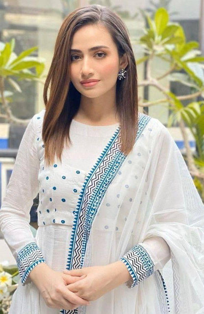 Long Gown With Koti and Dupatta Set