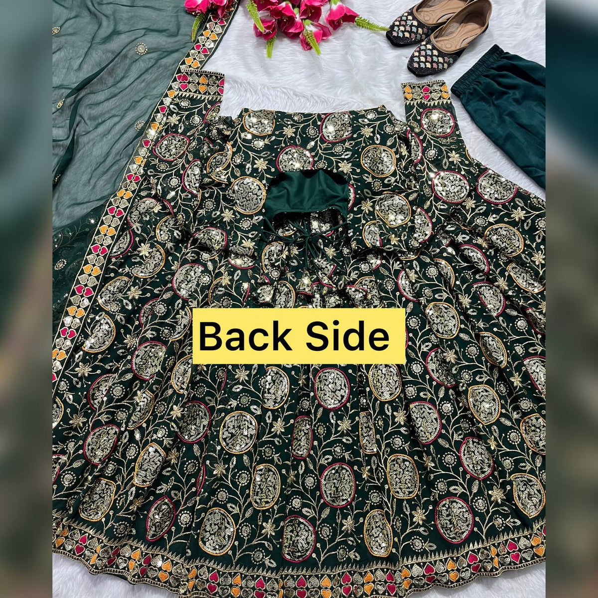 Fabulous Green Color Georgette Sequence Embroidered Work Ready Made Salwar Suit