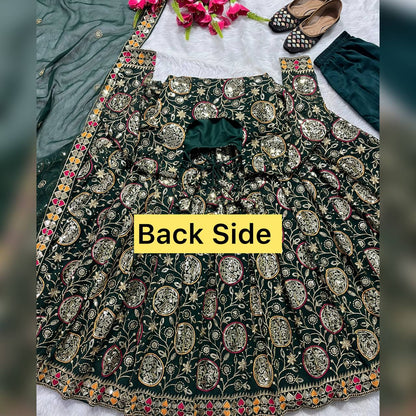 Fabulous Green Color Georgette Sequence Embroidered Work Ready Made Salwar Suit