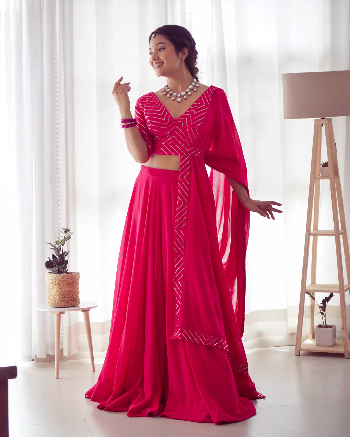 Beautiful Georgette Lehenga With Stitched Blouse And Dupatta