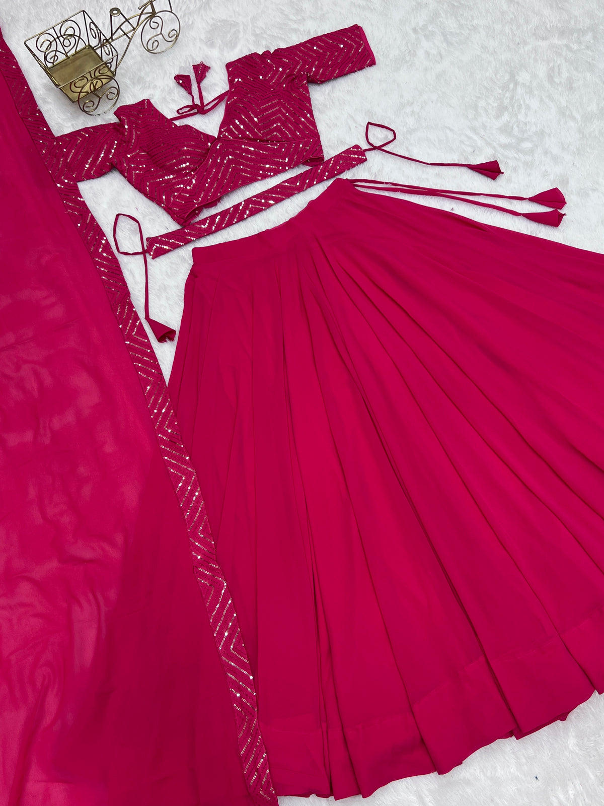 Beautiful Georgette Lehenga With Stitched Blouse And Dupatta