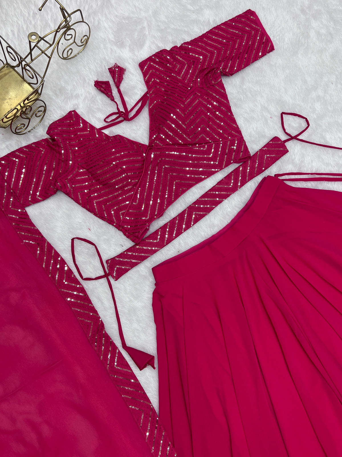Beautiful Georgette Lehenga With Stitched Blouse And Dupatta