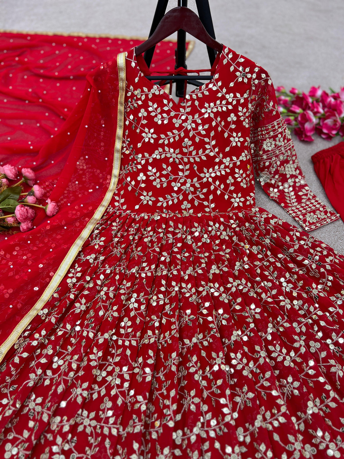 Designer Party Wear Look Full Heavy Embroidery Sequence gown for women