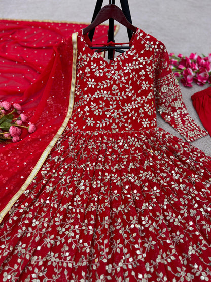 Designer Party Wear Look Full Heavy Embroidery Sequence gown for women