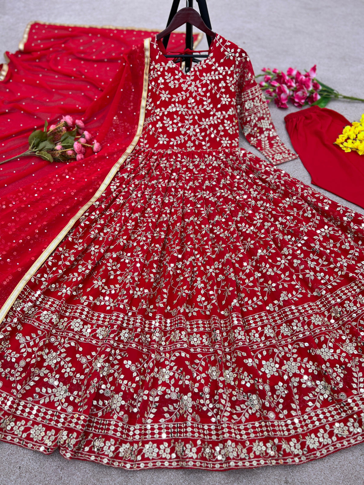 Designer Party Wear Look Full Heavy Embroidery Sequence gown for women