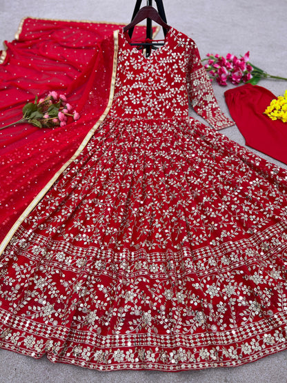 Designer Party Wear Look Full Heavy Embroidery Sequence gown for women