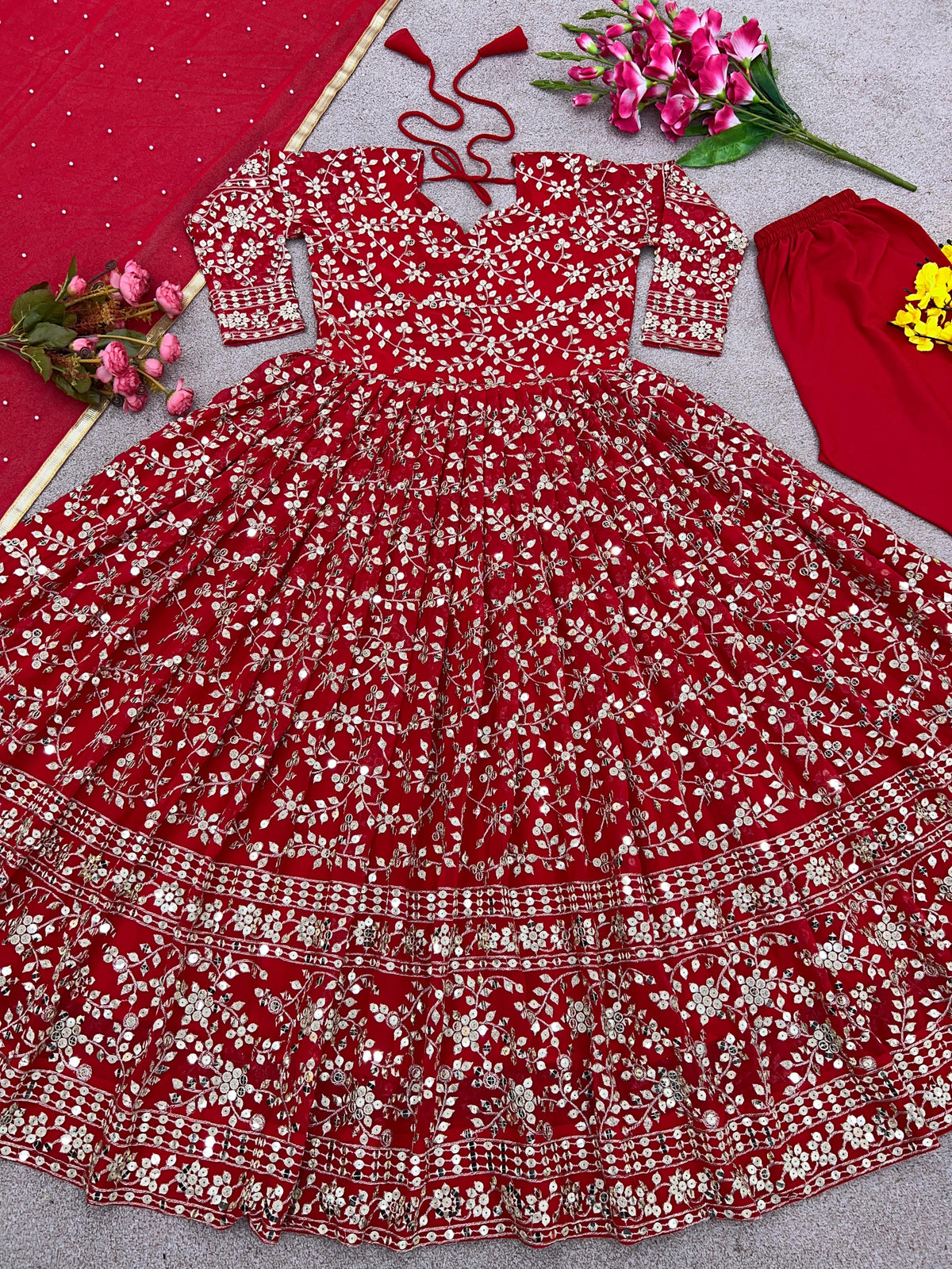Designer Party Wear Look Full Heavy Embroidery Sequence gown for women