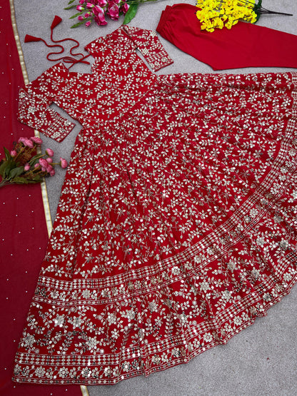 Designer Party Wear Look Full Heavy Embroidery Sequence gown for women