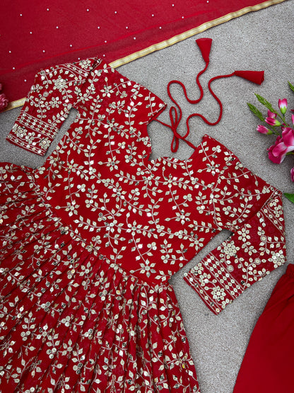 Designer Party Wear Look Full Heavy Embroidery Sequence gown for women