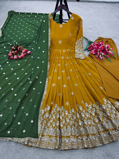 Designer Party Wear Look  Anarkali Suit With Embroidery Sequence Work With Bottom and Dupatta