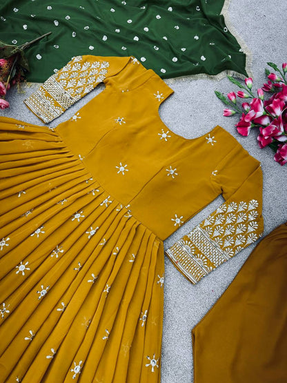 Designer Party Wear Look  Anarkali Suit With Embroidery Sequence Work With Bottom and Dupatta