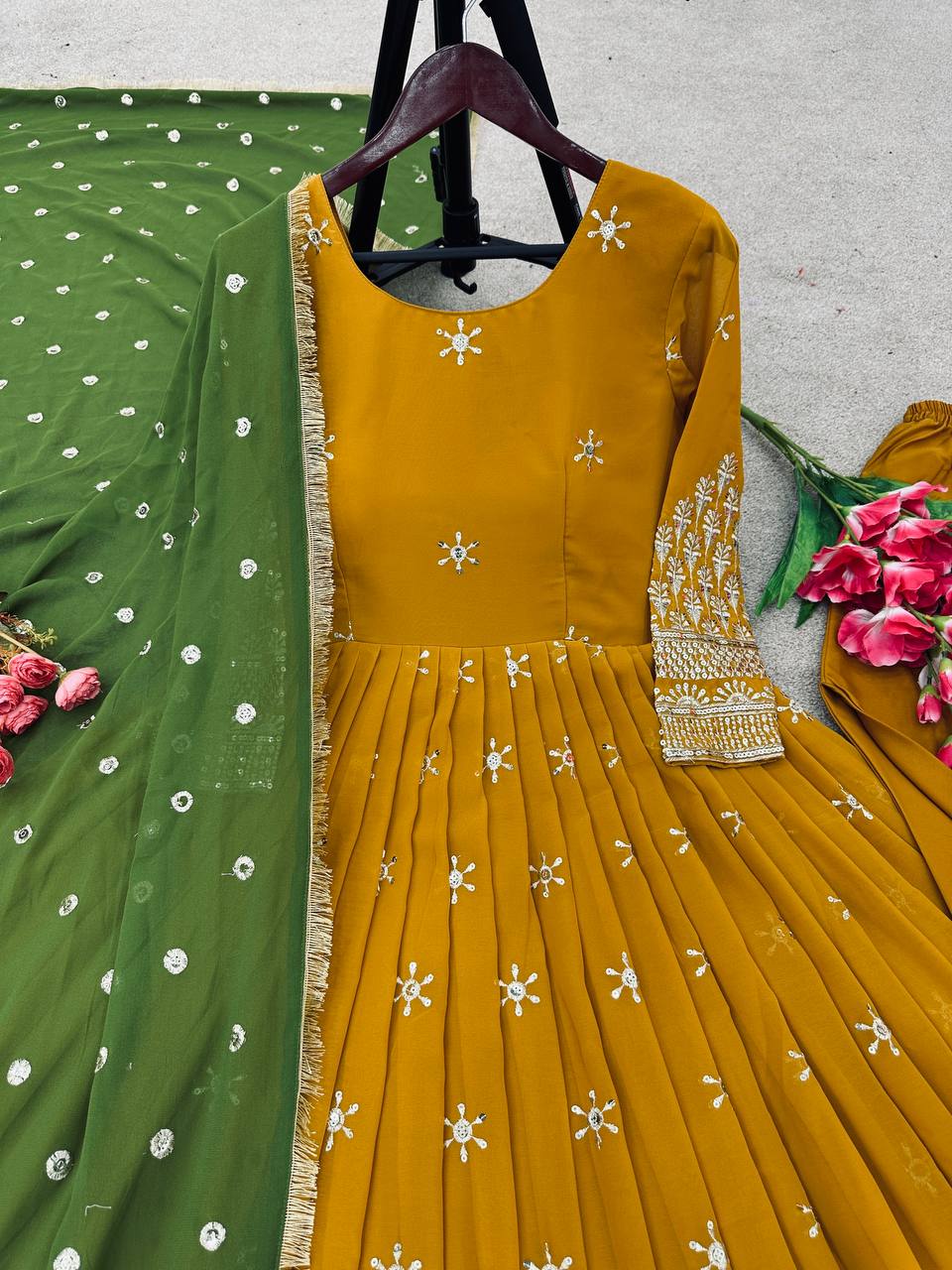 Designer Party Wear Look  Anarkali Suit With Embroidery Sequence Work With Bottom and Dupatta