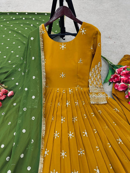 Designer Party Wear Look  Anarkali Suit With Embroidery Sequence Work With Bottom and Dupatta