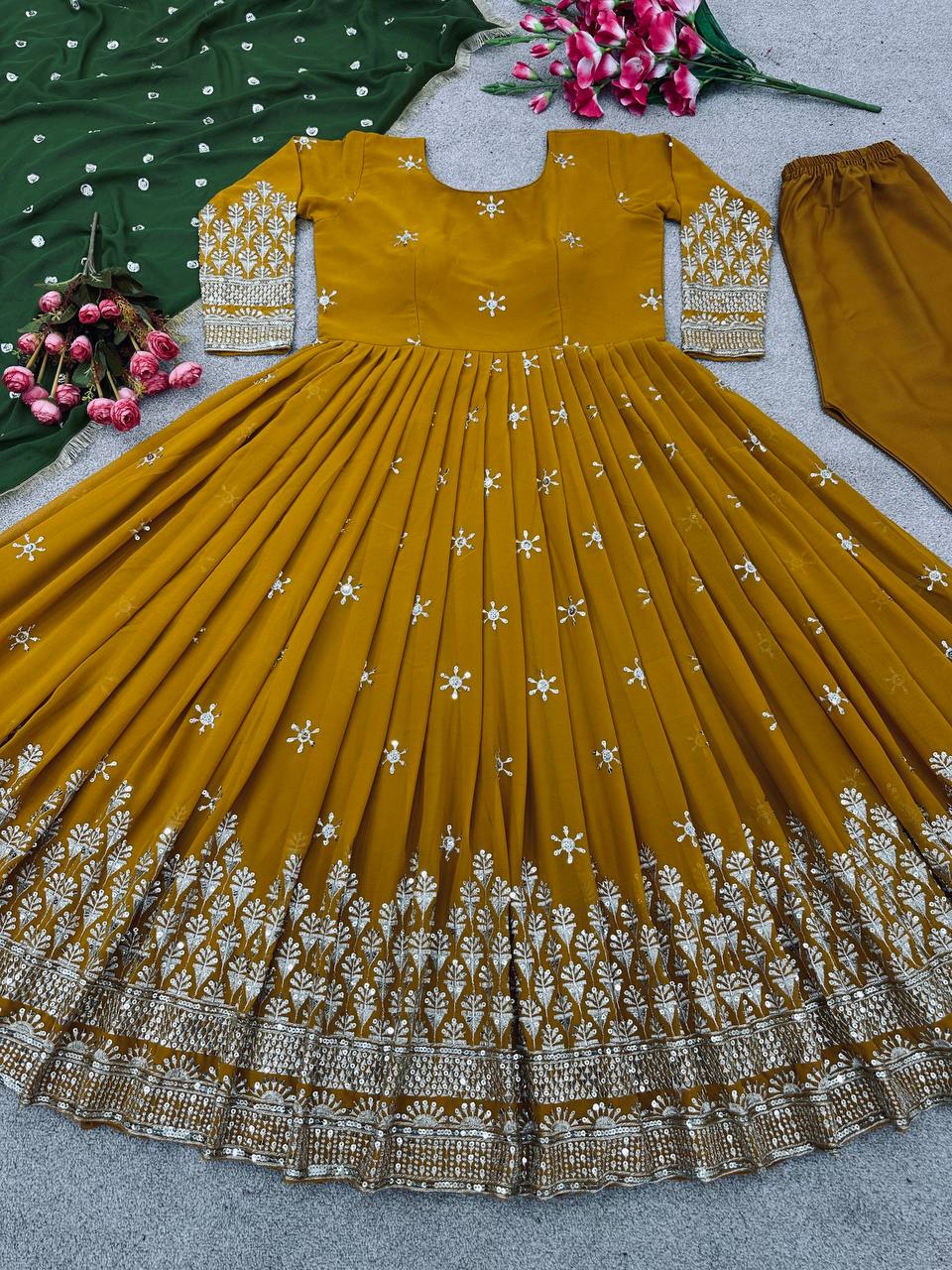 Designer Party Wear Look  Anarkali Suit With Embroidery Sequence Work With Bottom and Dupatta