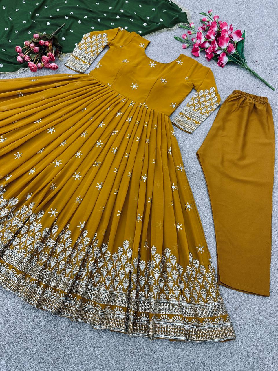 Designer Party Wear Look  Anarkali Suit With Embroidery Sequence Work With Bottom and Dupatta