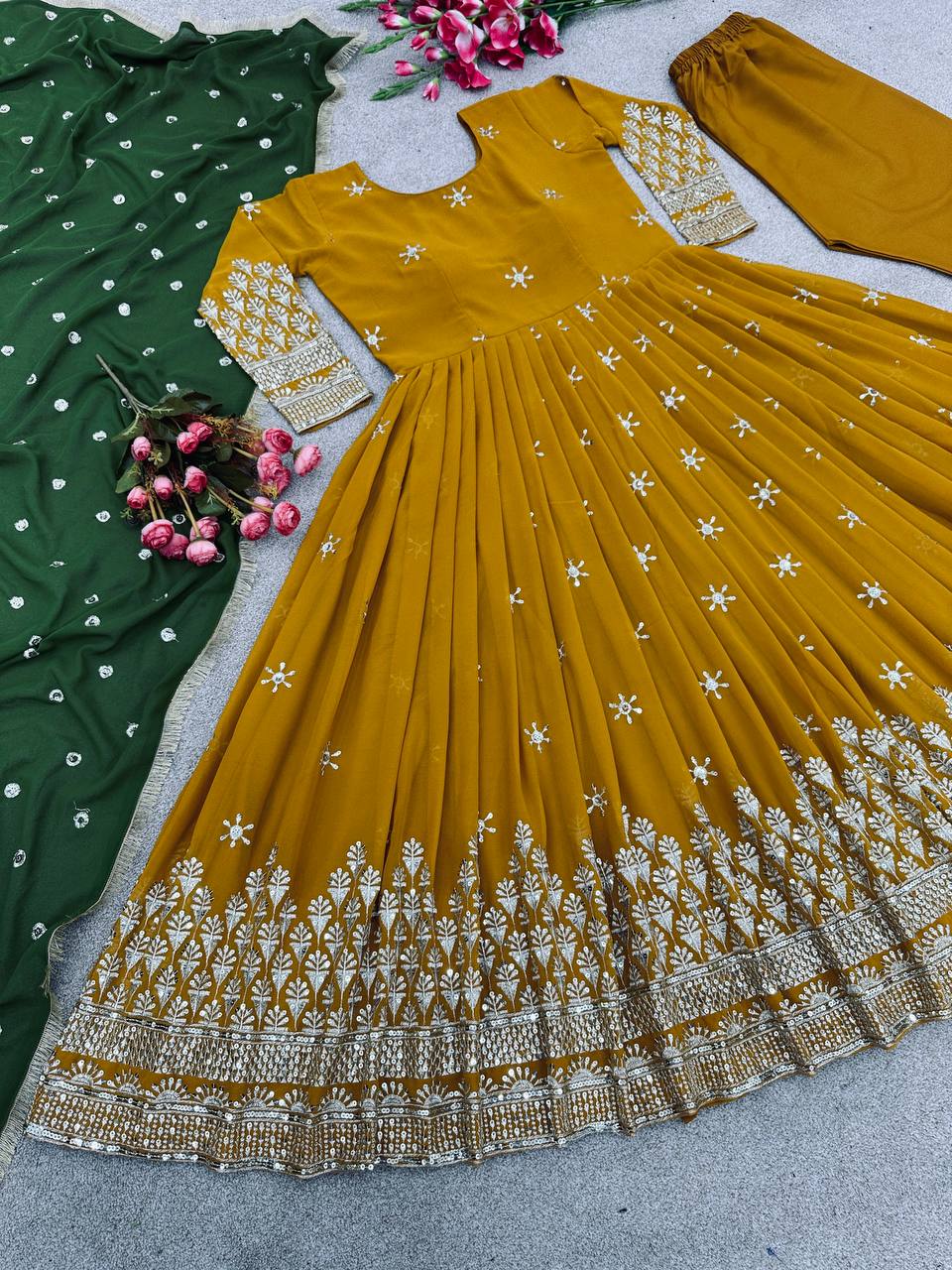 Designer Party Wear Look  Anarkali Suit With Embroidery Sequence Work With Bottom and Dupatta