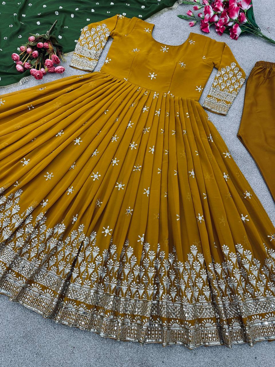 Designer Party Wear Look  Anarkali Suit With Embroidery Sequence Work With Bottom and Dupatta