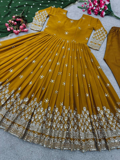 Designer Party Wear Look  Anarkali Suit With Embroidery Sequence Work With Bottom and Dupatta
