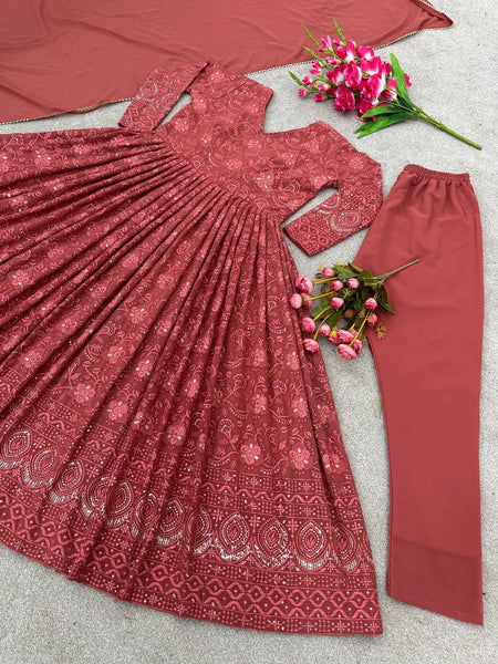 Designer Party Wear Look  Anarkali Suit With Embroidery Sequence  Work With Bottom and Dupatta