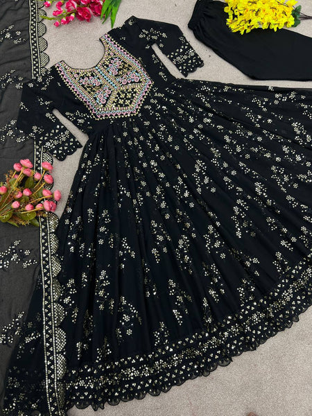 Beautiful Black Color Georgette Sequence Work  Suit