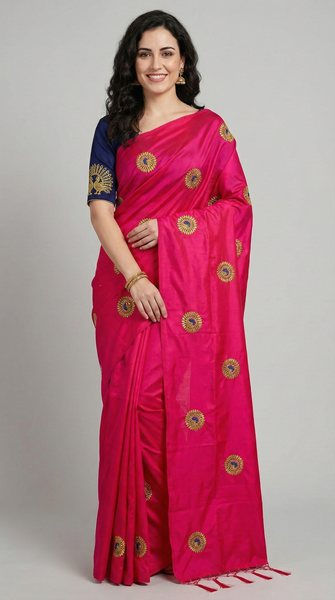 Pink Color Latest Saree With Blouse