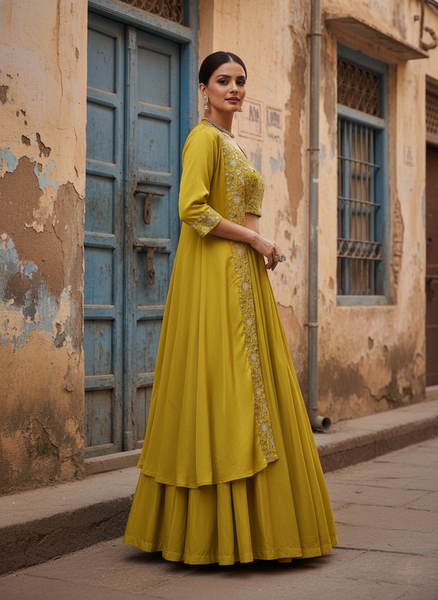 Premium Chinnon Silk Lehenga Set with Shrug (Ready to Wear)