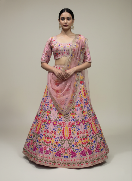 Premium Faux Georgette Embroidered Lehenga Choli With Sequins Work, Heavy Cancan & Net Dupatta – Wedding & Party Wear