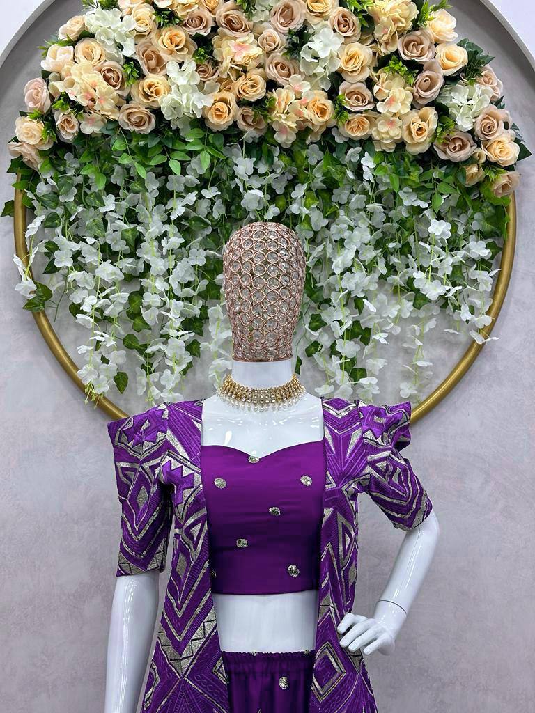 Beautiful Wine Color Georgette Sequence Work Party Wear Indo Western