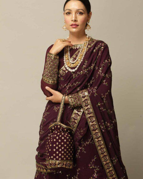 Dazzling Georgette Ready to Wear Sequence Embroidered Work Lehenga Saree