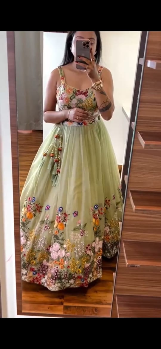 Elegant Tabby Silk Embroidered Work Wedding Wear Lehenga Choli