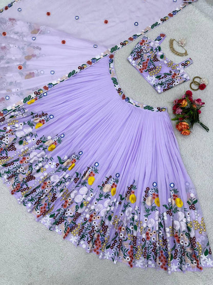 Elegant Tabby Silk Embroidered Work Wedding Wear Lehenga Choli